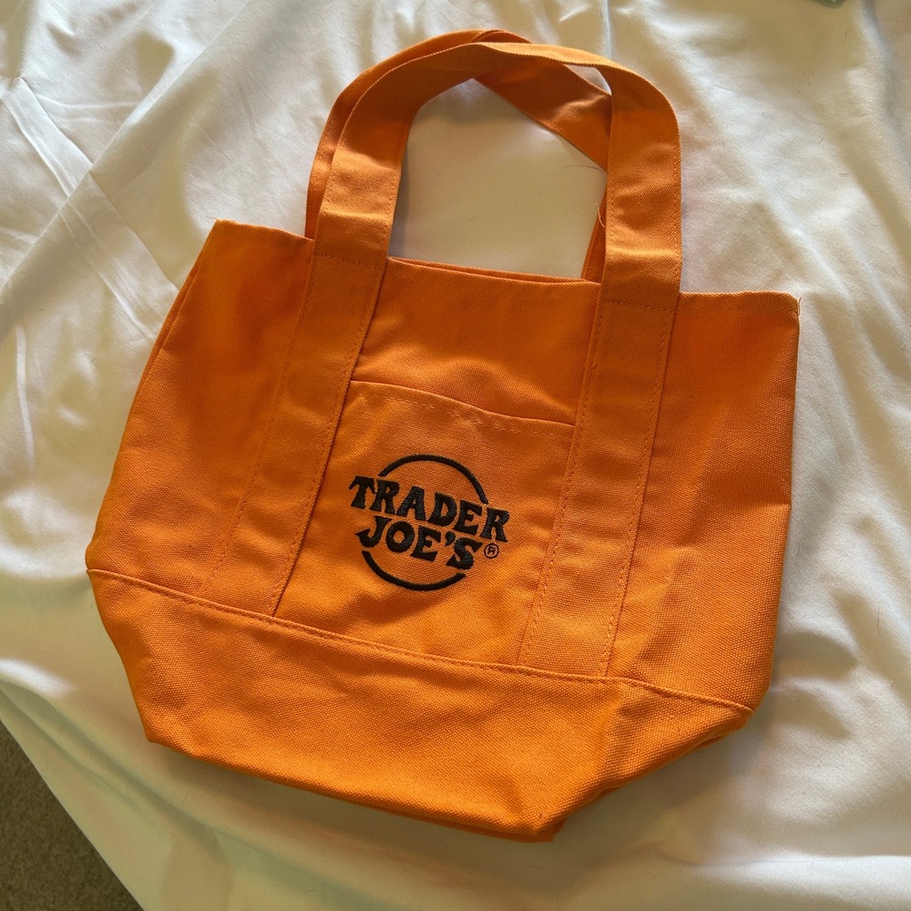 Trader Joe's Mini Canvas Tote Bag Orange Limited Edition Grocery Halloween